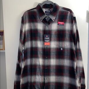 Chaps Men's Black and Red Plaid Shirt